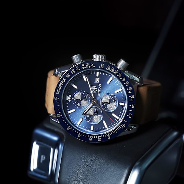 Herrklockor Herr Chronograph Date Analog Quartz Movement Snygg Sport Designer Watch 30m Vattentät Elegant present till män