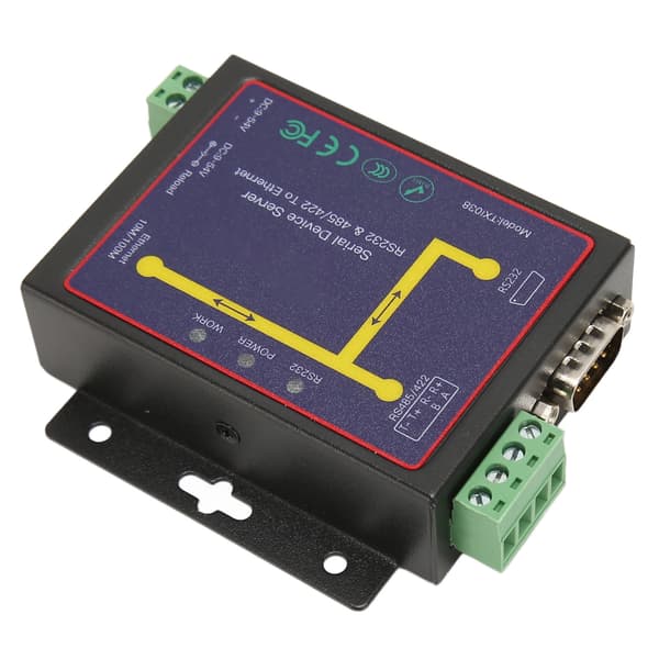 RS232 RS485 RS422 Seriel til Ethernet Adapter 10M 100M RJ45 Port 300 til 230400bps TCP IP Server Konverter 100‑240V EU Stik