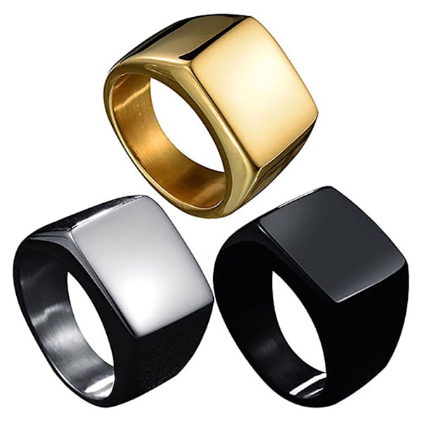 Giftering ensfarget fingerdekorasjon rustfritt stål menn Square Band fingerring til fest Golden US 11
