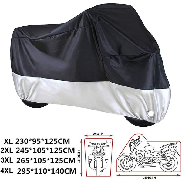 - 210d vattentätt cover med öljetter för motorcykel eller skoter, vatten- och UV-beständig Xl(230*95*125 cm)