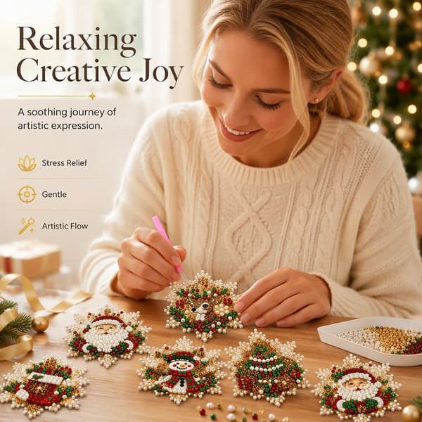 Julepynt DIY Perlediamantkunstkit til voksne (Snefnug) Diamantkunst Julepynt Perlekunstkit til vinduesophæng til jul