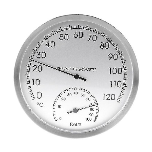 5&quot; Termometer Hygrometer Vägghängande rostfritt stål inomhus utomhusbastu rum