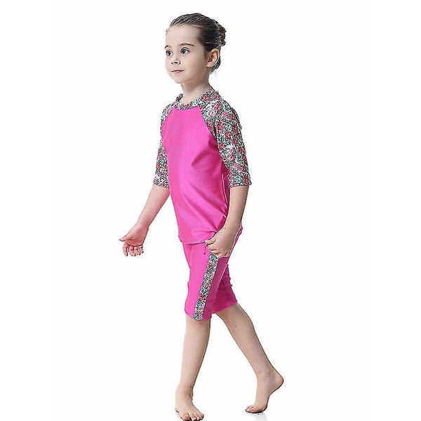 børn Piger Islamisk Muslim Badetøj Modest Burkini Arab Badedragt Strandtøj Rose Red 11-12 Years