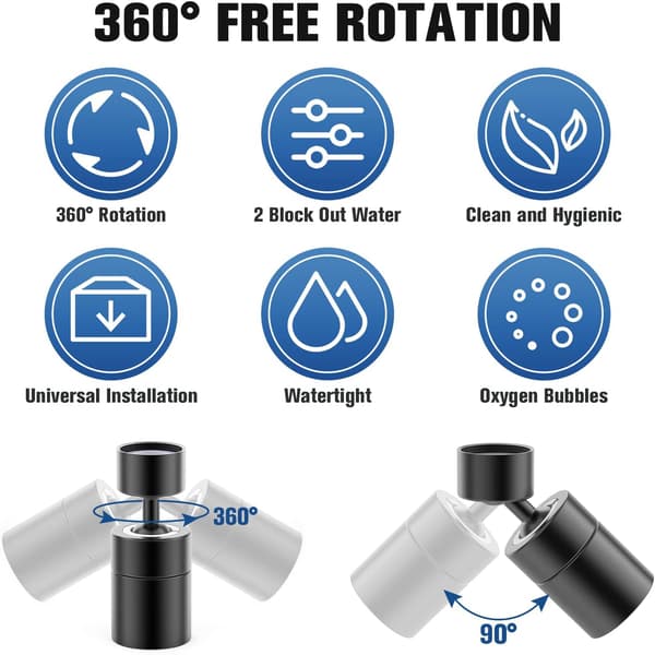 360° Swivel Faucet Aerator, 2 Adjustable Modes, Solid Brass Kitchen Faucet