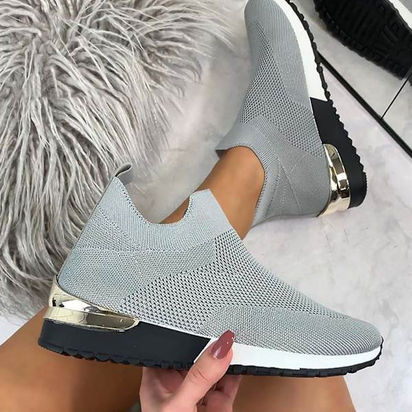Naiset Slip On Tennarit Juoksulenkkarit Kengät Grey 42