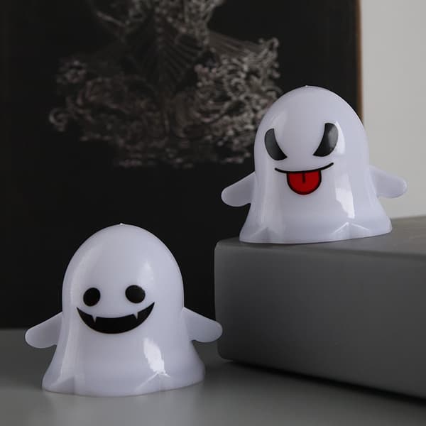 12 stk Halloween dekorative spøkelseslys søte uttrykk LED ca