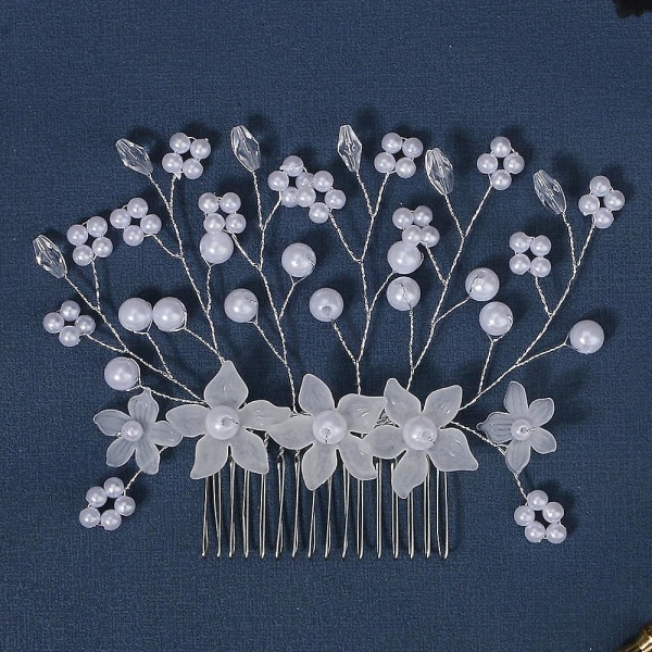 Akryyli kukka-inserttikampa Käsin helmillä koristeltu päähine Hunnu Asusteet Helmi-hiuskampa