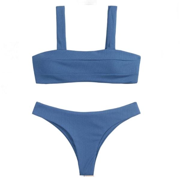 axelbandslöst bandeau bikini set Royal blue L