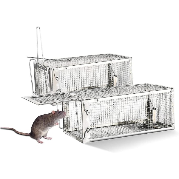 Catch Trap, 2 stk Catch Trap bur, genanvendelig rottefælde til at fange mus, rotter og andre lignende gnavere (let) (2 stk.)