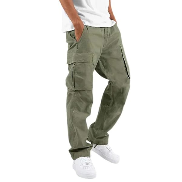 Mænd Multi Pockets Cargo Bukser Baggy Work Combat Bukser Grøn Green M