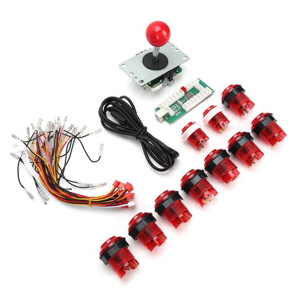 DIY Game Rocker Kit DIY Game Joystick Kit Fighting Game Tilbehør Lampe til Windows XP / Win7 / Win8Rød
