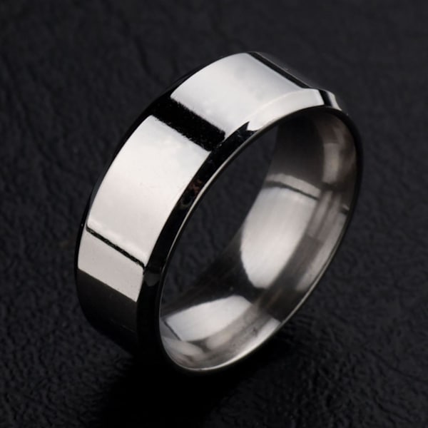 1 Stk Ring Unisex rustfritt stålspeil Lett fingerring til bryllup Blue US 8