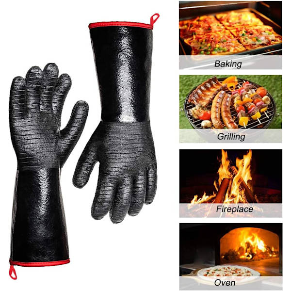 932°F grillhansker, ekstra vanntette langermet grillhansker for frityrkoker, baking, ovn, røyking, flammerett
