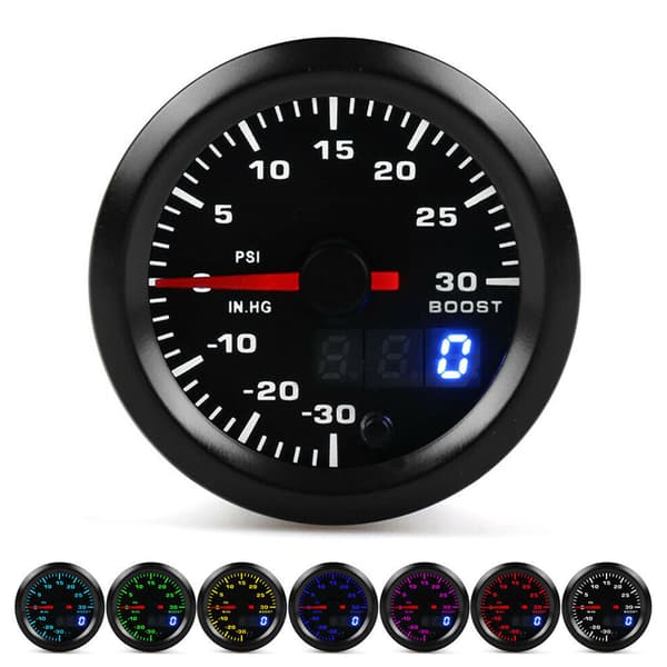 2in 52mm Universal 7 Farve LED Turbo Boost Måler PSI Trykmåler Digital Display Pointer