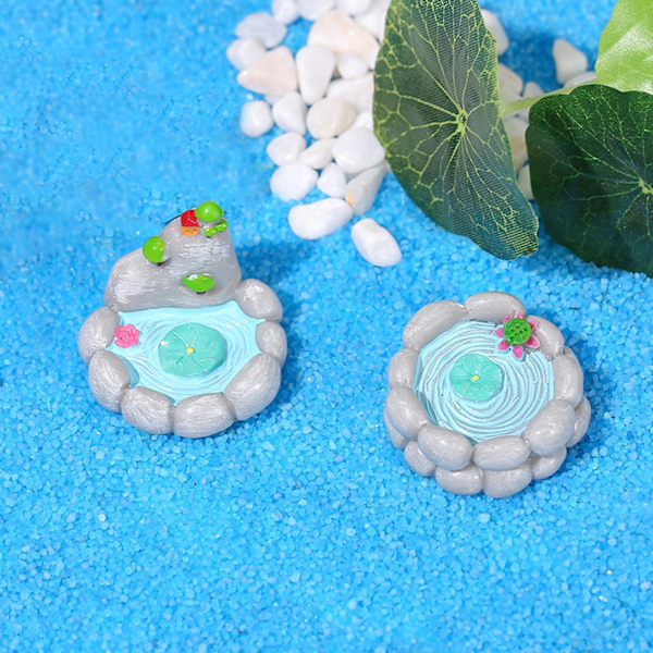3 X 3 st Poolprydnad Anti-blekning Splittersäker Halkfri bas Hög simulering Lotusblad Blomsterdamm Staty Micro Landscape Supply