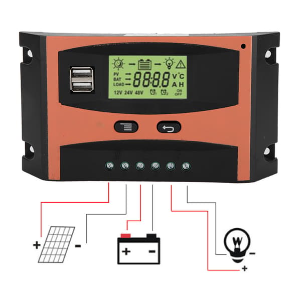 12V 24V MPPT Solladdningsregulator LCD-display Automatisk batteriregulator 50A
