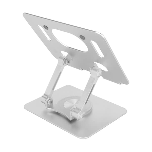Justerbart Tablet Stativ 360 Graders Rotation Foldbart Hul Kølende Aluminium Legering Desktop Tablet Holder Sølv
