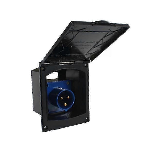 Vattentätt 16A husbilsuttag med infällt externt uttag -XN Black socket