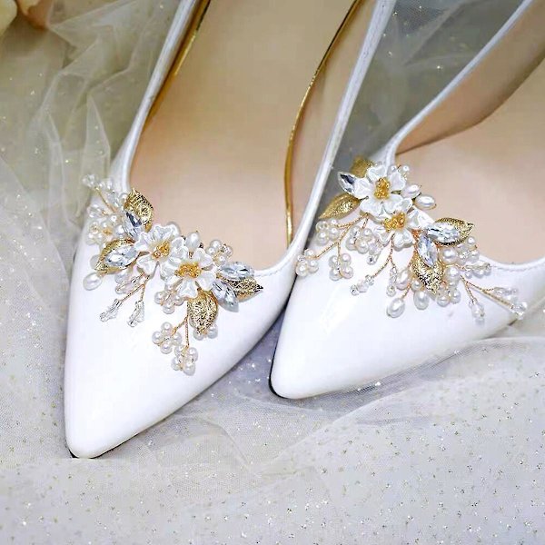 Alloy Rhinestone Shoes Spänne DIY Avtagbart högklackat spänne Brudtillbehör Gold