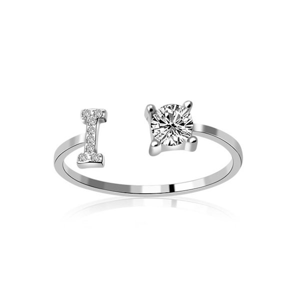Öppen Ring Utsökt Justerbar Silver Färg Justerbar Alfabet Bokstav Dam Smycken För Fest A