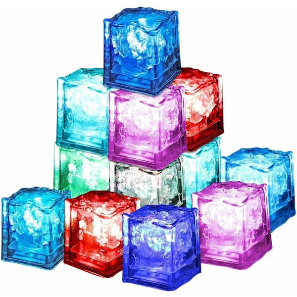 12 fargerike sakte blinkende isbiter, LED fargerike isbiter, egnet for hage, hage
