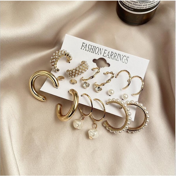 Øreringe sæt perle vintage guld farve mode smykker B2070 SJ54136