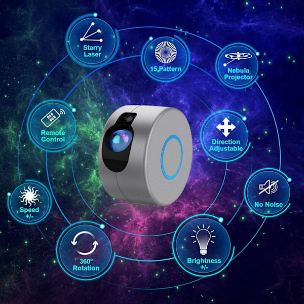 Hjem LED Star Projection Light Fargerike Aurora Lights (European Standard Grey)，for innendørs dekorativ belysning