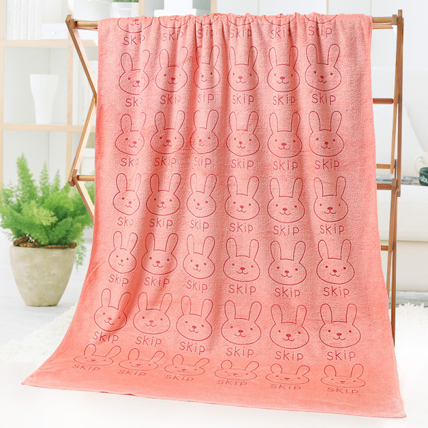 Mikrofiber badehåndkle 70*140 Absorberende tegneserietrykt mykt vanlig preget badehåndkle for voksne (oransje