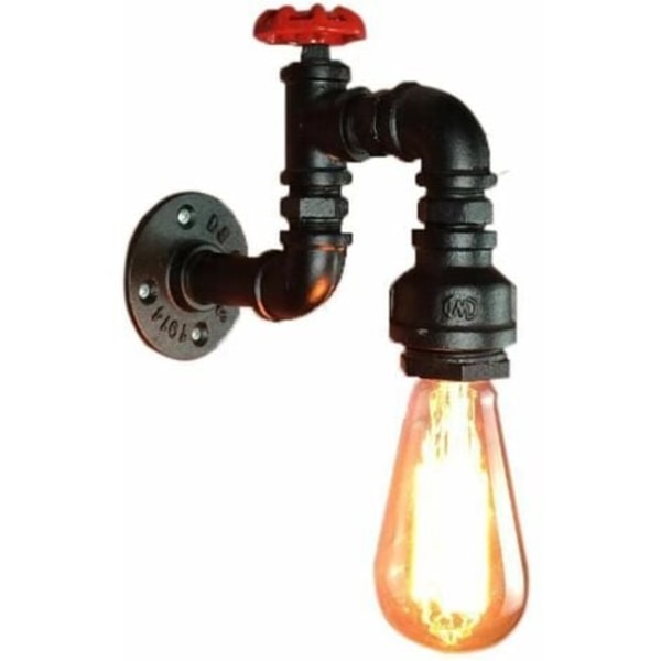Industriell Loft Vägglampa Vattenrör Pipe Retro Svart Järn Ljuskrona Lampa Lampor för vardagsrum