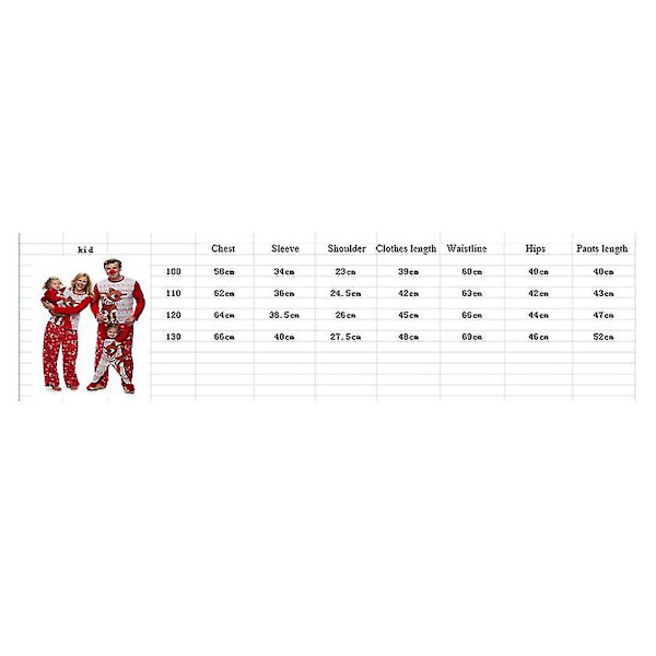 Perheeseen sopiva joulupyjamatti set Xmas-pyjamat 130CM Kid