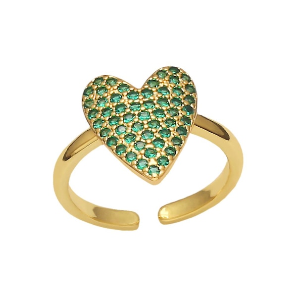 Ring Vintage Zircon Heart Stud Justerbara Modesmycken Ac8945 Blue