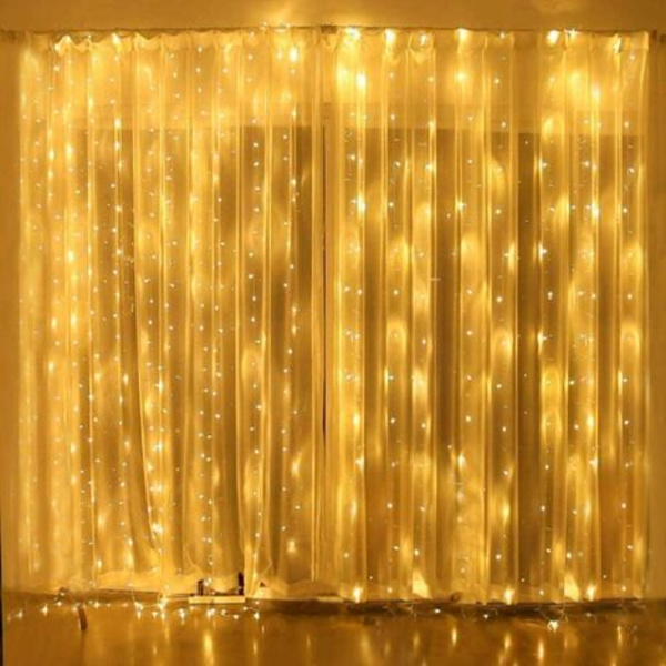 Gardinværkslys, 600 LED-lyskæde 6mx3m, 8 lystilstande, lav spænding 31V, vinduesdekoration, jul, bryllup, B