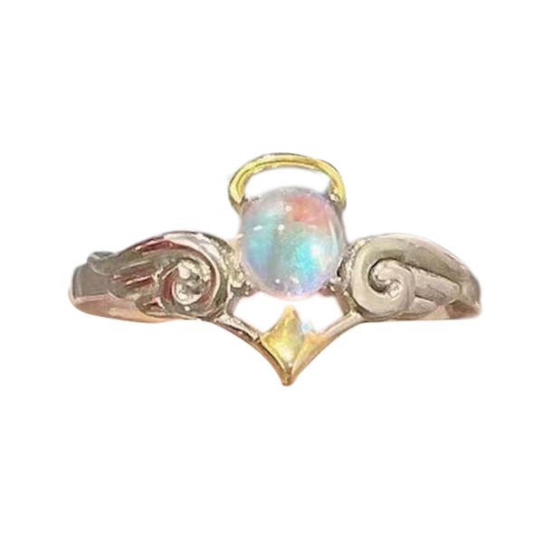 Par Ring Öppning Justerbar Män Kvinnor Lysande Faux Moonstone Finger Ring För Bröllop A