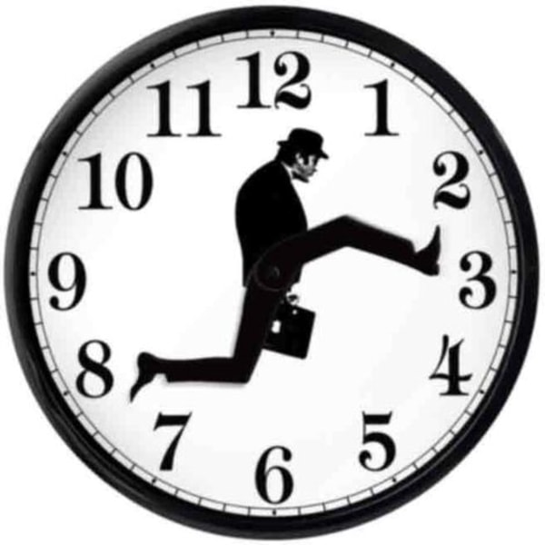 Monty Python inspireret Silly Walk vægur Creative Silent Home Living Wall Art sort