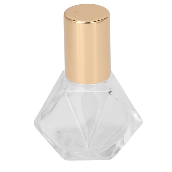 Påfyllningsbar 8 ml glas roll-on parfymflaska guldfärgat lock glaspärlor aromaterapi eterisk oljerulle