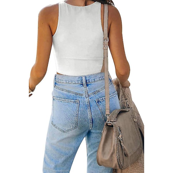 Ermeløs vest for kvinner Solid Short Tank Tops M WHITE