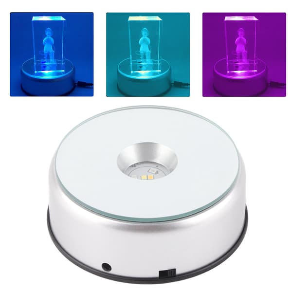 Fargerike LED-krystallskjermstativ med US-adapter - Sølv