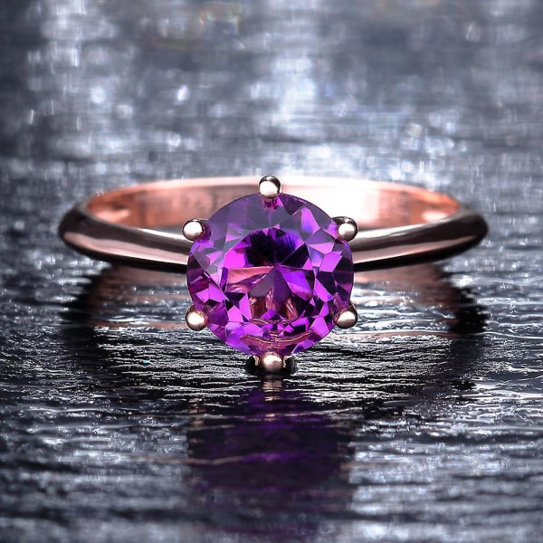 Kvinner Faux Ametyst Ruby Innlagt Finger Ring Bryllup Engasjement Smykker Gift Red US 7