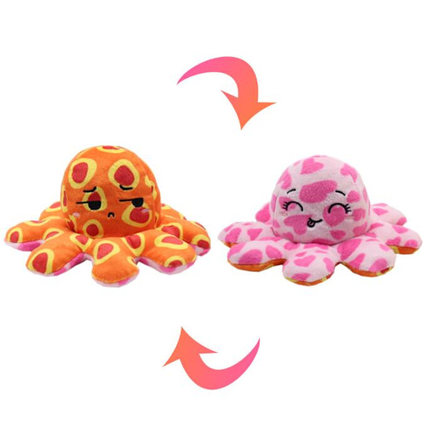 Printed Flip Octopus Söt dubbelsidig Expression Octopus Doll