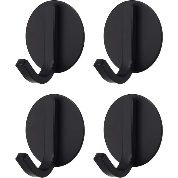 Svart, sterk selvklebende krok i rustfritt stål (1-krok x 4 stykker)