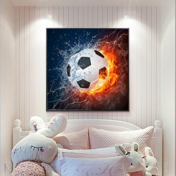 Fotball DIY Full Drill Rund 5D Diamantmaling 40X40CM