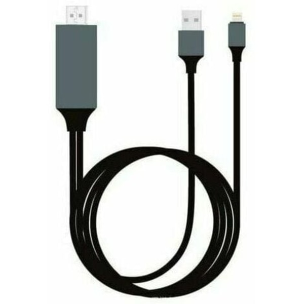 Lightning-till-adapter, kabeladapter kompatibel med iPhone, iPad, iPod 1080P Digital AV Sync-skärmkontakt för HDTV M