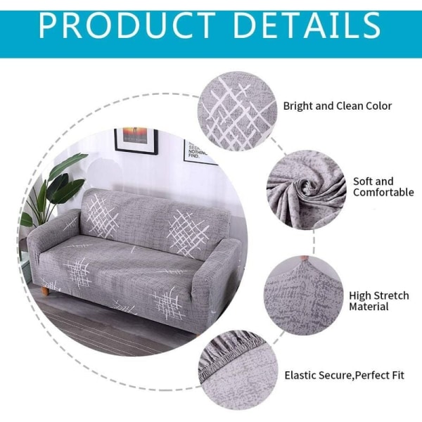 Stretch sohvan cover Universal elastinen sohvan cover asennettu sohvasuoja (tummanharmaa, 2 istuttava)