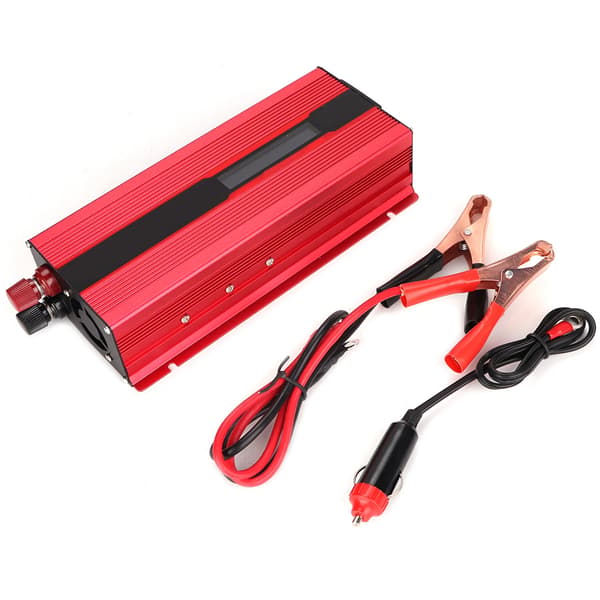 Bilsolcelleomformer 2000W med USB-lading, LCD-indikator, DC 12V til AC 220V
