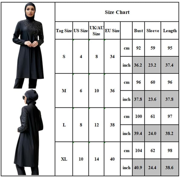 Badedragt til voksne print Ilam badedragt hijab badedragt sort black s