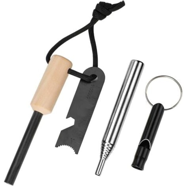 Survival Tool Kits, multi-purpose magnesium nødbrandstarter Flint Striker og aluminium fløjte og blæserslange fo