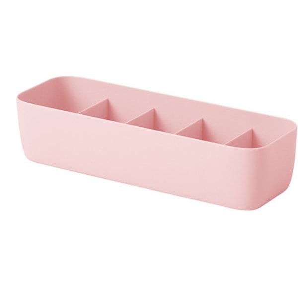 1 stk Stabelbar Plast Sokk Oppbevaringsboks - Fem-Ruters Organizer for Hjem Soverom (Rosa)
