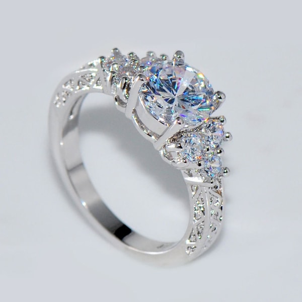 Ylellinen Cubic Zirkonia upotekoristeinen naisten kihlasormus korulahja US 10