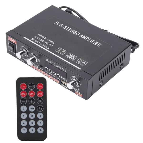Effektforsterker Mini Bluetooth Intelligent Digital med fjernkontroll EU-plugg 220V