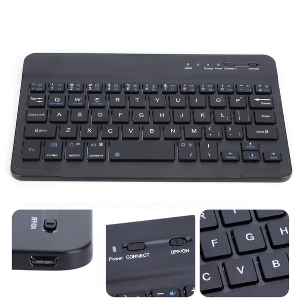 Mini Bluetooth Tastatur Sort 7 Tommer Bærbar 59 Taster Computertilbehør HB030B